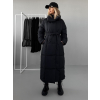 Čierny dlhý zimný prešívaný kabát ANTRONIE