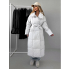 Krémový dlhý prešívaný zimný kabát ANTRONIE
