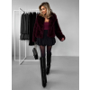 Bordó kožešinový faux fur krátký kabátek VOLORYN (Veľkosť M/L)