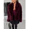 Bordó kožešinový faux fur krátký kabátek VOLORYN (Veľkosť M/L)
