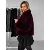 Bordó kožešinový faux fur krátký kabátek VOLORYN (Veľkosť M/L)