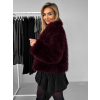 Bordó kožušinový faux fur krátky kabátik VOLORYN