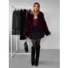 Bordó kožešinový faux fur krátký kabátek VOLORYN (Veľkosť M/L)