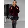 Bordó kožešinový faux fur krátký kabátek VOLORYN (Veľkosť M/L)