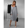 Šedé dlhé oversize svetrové šaty AUDREY s brošňou