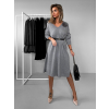 Šedé dlhé oversize svetrové šaty AUDREY s brošňou