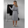 Šedé dlhé oversize svetrové šaty AUDREY s brošňou
