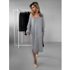 Šedé dlhé oversize svetrové šaty AUDREY s brošňou