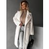 Bílý dlouhý teddy kabát ZOLTAR s límcem (Veľkosť M/L)
