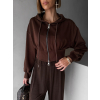 Hnědá crop mikina ARNA na zip (Veľkosť ONESIZE)