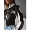 Hnědá krátká koženková biker moto bunda CANDIDA (Veľkosť ONESIZE)