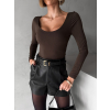 Hnědé elastické body DONITA s dlouhým rukávem (Veľkosť ONESIZE)