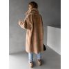 Hnědý dlouhý teddy kabát ZOLTAR s límcem (Veľkosť M/L)