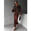 Hnědý krátký faux fur kožešinový kabátek ANNELIT (Veľkosť M/L)
