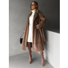 Hnedý dlhý faux fur kožušinový kabát TALAPATO