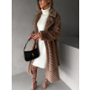 Hnedý dlhý faux fur kožušinový kabát TALAPATO