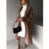 Hnedý dlhý faux fur kožušinový kabát TALAPATO