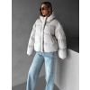 Krémová zimní prošívaná oversize bunda RIZPAH (Veľkosť ONESIZE)