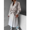 Krémový elegantní dlouhý kabát SAWNEY s vázáním (Veľkosť ONESIZE)