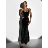 Čierne dlhé flitrované šaty STYX na ramienka