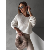 Krémový oversize svetrík ULYSES s výstrihom