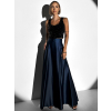 Tmavomodrá dlhá saténová sukňa DENISSE zavinovací