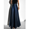 Tmavomodrá dlhá saténová sukňa DENISSE zavinovací