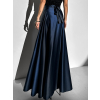 Tmavomodrá dlhá saténová sukňa DENISSE zavinovací