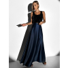 Tmavomodrá dlhá saténová sukňa DENISSE zavinovací