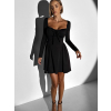 Čierne áčkové šaty VANGIE s dlhým rukávom