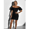 Čierne kvetinové mini šaty GOALIT s krátkym rukávom