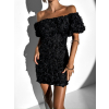 Čierne kvetinové mini šaty GOALIT s krátkym rukávom