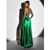 Zelené saténové dlhé šaty GYBRAL s korzetom