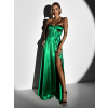 Zelené saténové dlhé šaty GYBRAL s korzetom