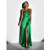 Zelené saténové dlhé šaty GYBRAL s korzetom