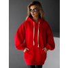 Červená basic oversize mikina CRUZY s kapucňou