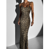 Leopardie elegantné dlhé šaty ALJOSA na ramienka