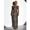 Leopardie elegantné dlhé šaty ALJOSA na ramienka