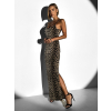 Leopardie elegantné dlhé šaty ALJOSA na ramienka