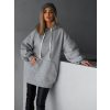 Šedá basic oversize mikina CRUZY s kapucí (Veľkosť ONESIZE)