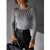 Šedé elegantné tričko EVELYNE s dlhým rukávom