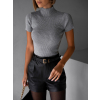 Šedé rebrované tričko EVANTIA s krátkym rukávom