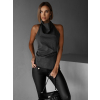 Šedý elegantný top ATANAS s voľným chrbtom