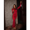 Bordó elegantné dlhé spoločenské šaty VARA