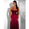 Bordové saténové dlhé šaty GYBRAL s korzetom