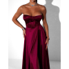 Bordové saténové dlhé šaty GYBRAL s korzetom