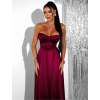 Bordové saténové dlhé šaty GYBRAL s korzetom