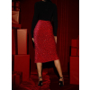 Červená flitrová midi sukňa KONSTA s rázporkom