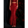 Červená flitrovaná dlhá sukňa ESTRELLA