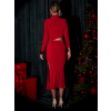 Červené elegantné dlhé šaty ELGIVA s prestrihom